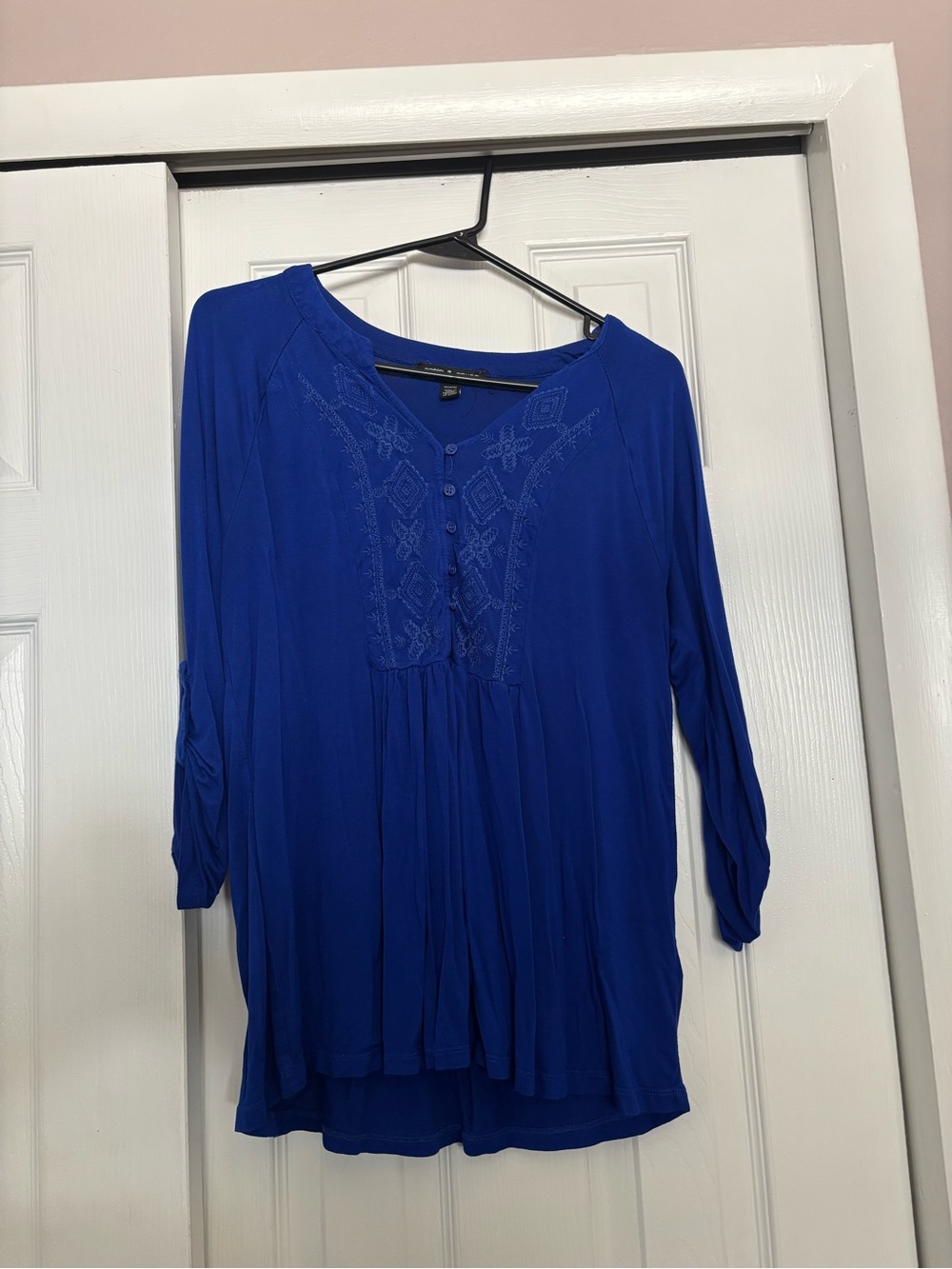 Cable & Gauge Royal Blue Embroidered Peasant Tunic